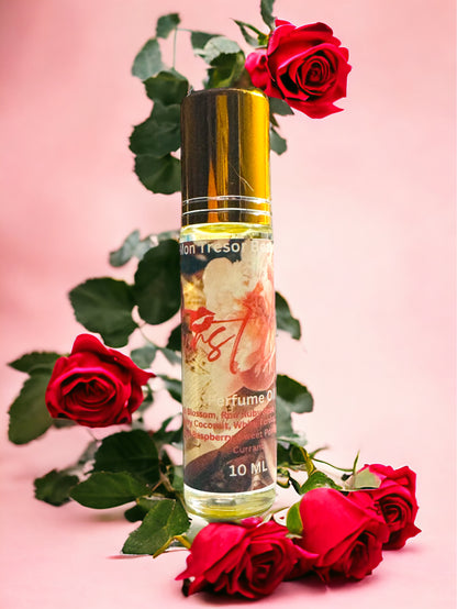 First Love  Perfume Oil, sparkling red raspberry, peach blossom, creamy coconut, red currant, natural perfume, cruelty free, vegan friendly, woman’s perfume, layering perfume,