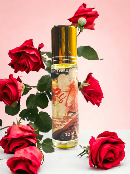 First Love  Perfume Oil, sparkling red raspberry, peach blossom, creamy coconut, red currant, natural perfume, cruelty free, vegan friendly, woman’s perfume, layering perfume,