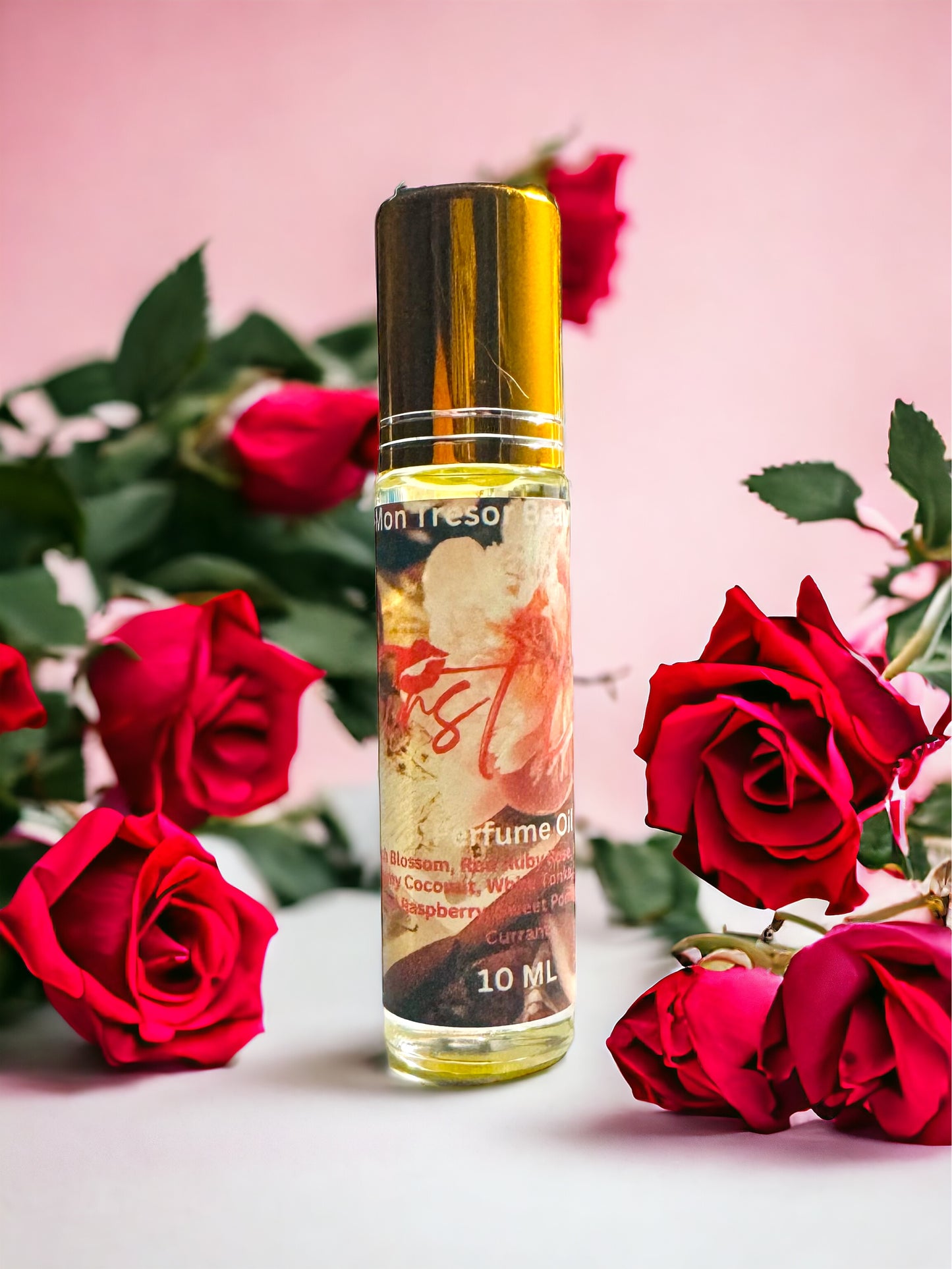 First Love  Perfume Oil, sparkling red raspberry, peach blossom, creamy coconut, red currant, natural perfume, cruelty free, vegan friendly, woman’s perfume, layering perfume,