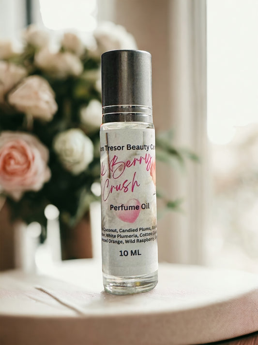 Pink Berry Crush perfume oil, crushed pink coconut, wild raspberry, cotton candy musk, candied plums, soft amber, squeezed orange, white plumeria, blackberry musk, natural perfume, vegan friendly, cruelty free, woman’s perfume, layering perfume Floral