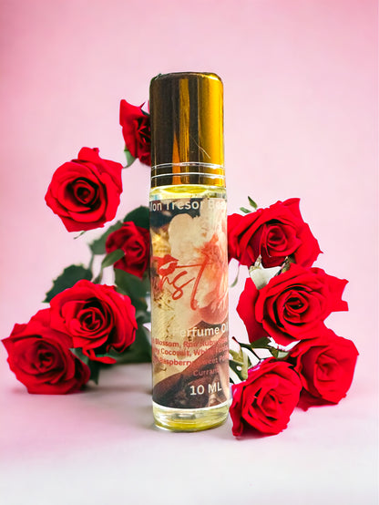 First Love  Perfume Oil, sparkling red raspberry, peach blossom, creamy coconut, red currant, natural perfume, cruelty free, vegan friendly, woman’s perfume, layering perfume,