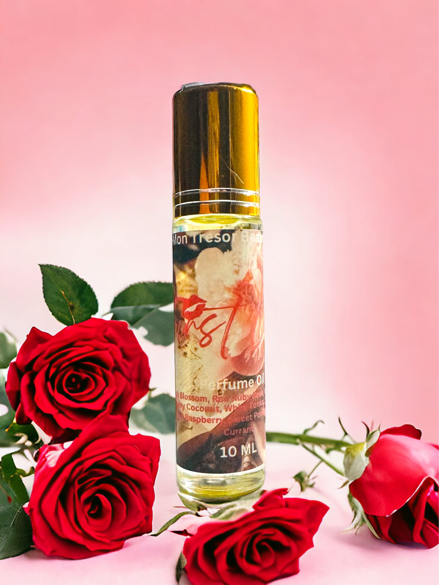 First Love  Perfume Oil, sparkling red raspberry, peach blossom, creamy coconut, red currant, natural perfume, cruelty free, vegan friendly, woman’s perfume, layering perfume,