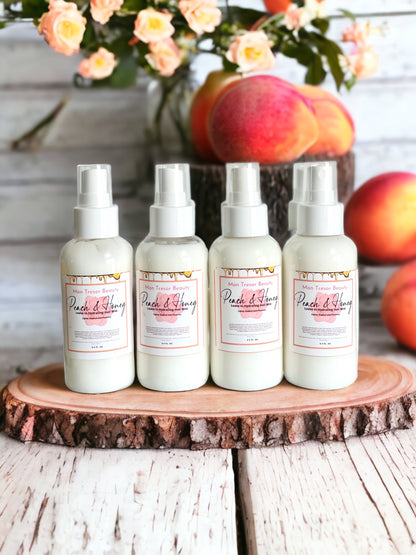 Peach & Honey Hydrating Hair Mist  for all hair types and textures ( straight, curly, thick, thin, locks, braids, twists, chemically treated