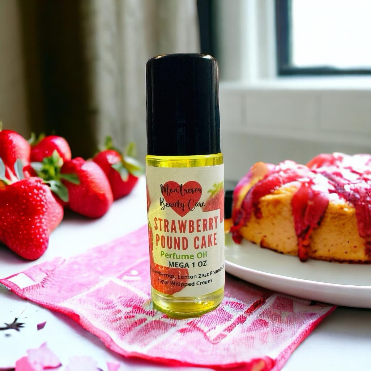 Strawberry pound cake, sugared vanilla waffle cone and strawberry French toast mega 1 oz body oil roll-on, scented body oil roll-on vanilla scent