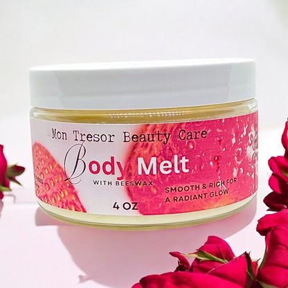 Strawberry Pound Cake (type) Body Melt 4 oz - Natural Body Butter for Hydration & All-Natural Body Care Smooth Blend skin
