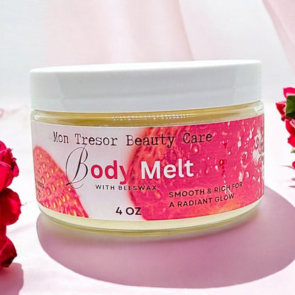 Strawberry Pound Cake (type) Body Melt 4 oz - Natural Body Butter for Hydration & All-Natural Body Care Smooth Blend skin
