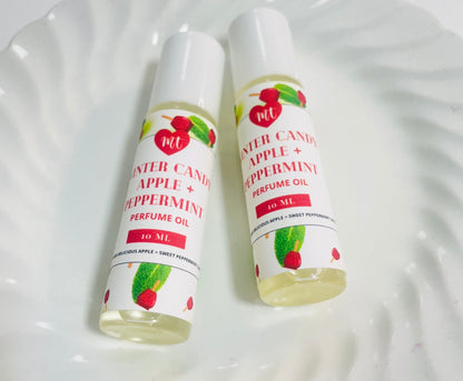 Winter Candy Apple Peppermint Perfume Oil, Roll On Natural Perfume Cruelty Free Beauty, Gift for her