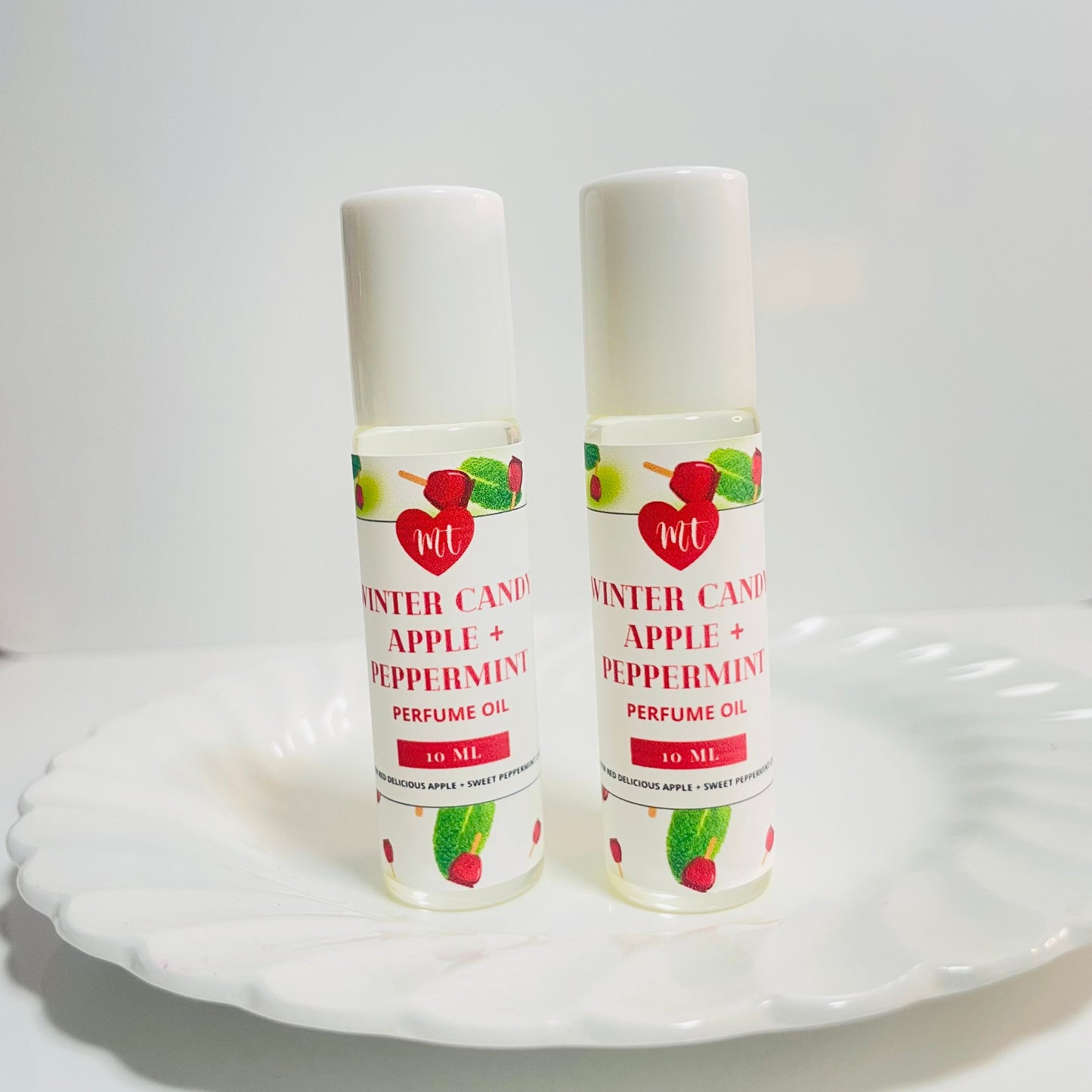 Winter Candy Apple Peppermint Perfume Oil, Roll On Natural Perfume Cruelty Free Beauty, Gift for her