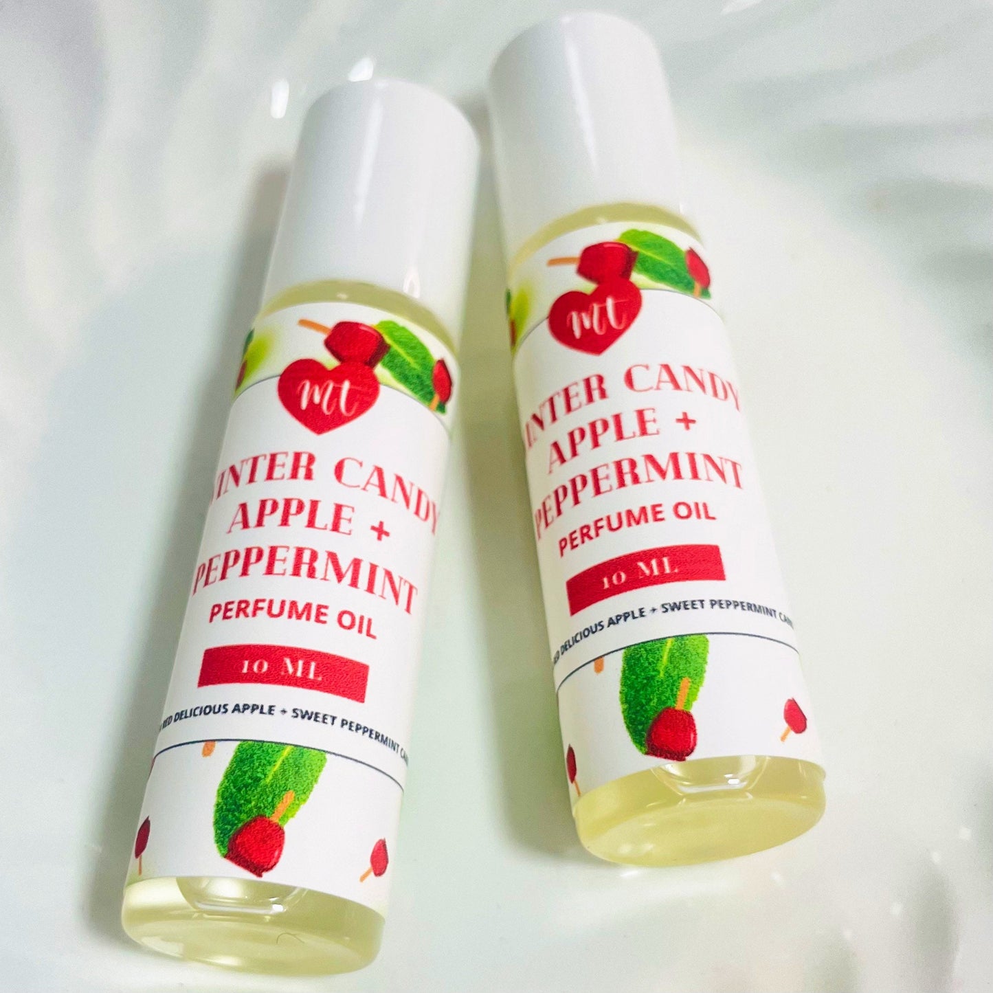 Winter Candy Apple Peppermint Perfume Oil, Roll On Natural Perfume Cruelty Free Beauty, Gift for her