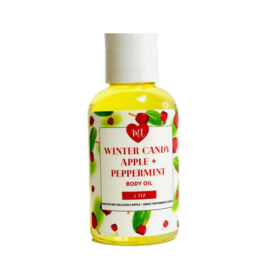 Winter Candy apple & Peppermint body oil, natural body oil, cruelty free beauty, infused oil, moisturizers, skin care